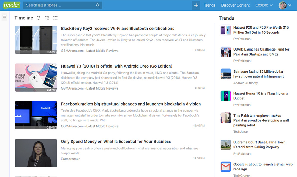Your personlized Timeline to have a quick glance on latest articles